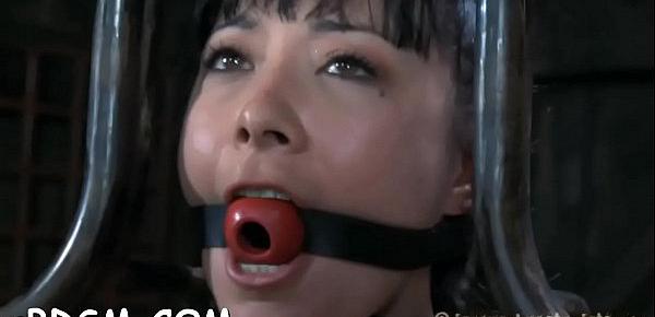  Nude and gagged playgirl receives wild cunt pleasuring